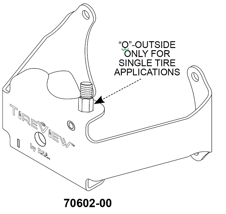 TireView 70602-00 P Series Straight Trailer Single Tire Flow-Thru Bracket.