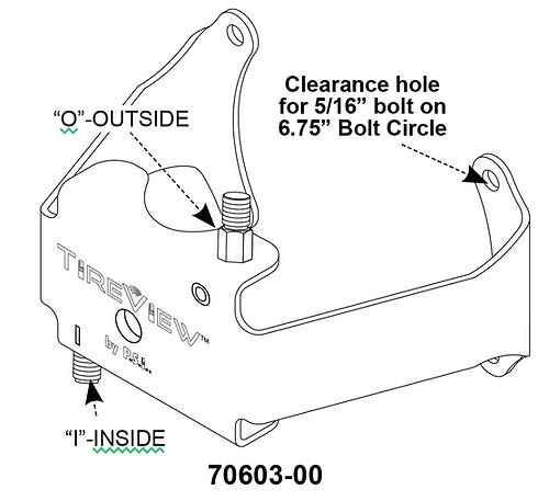 TireView 70603-00 P Series Straight Trailer Dual Flow-Thru Bracket