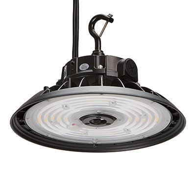 10 in. LED UFO High Bay Light Fixture, Black Hardwired Warehouse Light, 22,500 Lumens, 3 CCT 4000K-5700K, Selectable Wattage 100-150, 120-277V AC
